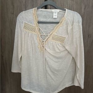 Esley Cream Lace-Up Blouse